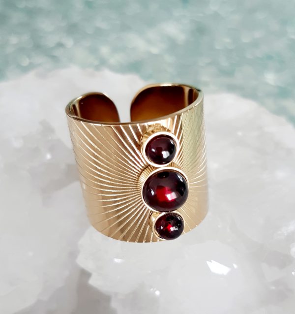 bague, coucher de soleil,bijoux, grenat, pierres, acier