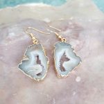 bijoux boucles d'oreilles agates quartz drusy pierres