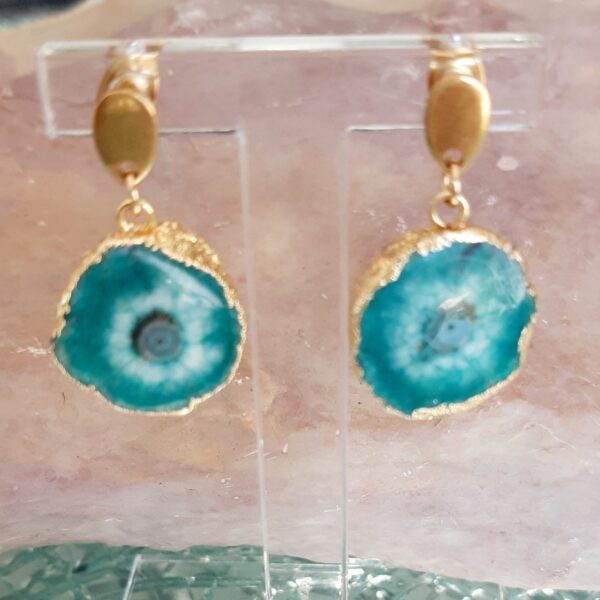 boucles d'oreilles quartz solaire pierre bleues