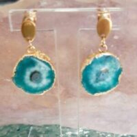 boucles d'oreilles quartz solaire pierre bleues