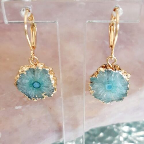 boucles d'oreilles bijoux quartz solaire pierres naturelles