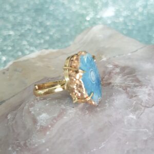 bague lagon quartz solaire bleue réglable