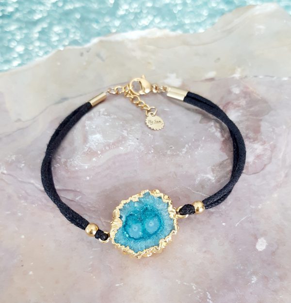 bracelet cordon quartz solaire bleu lagon
