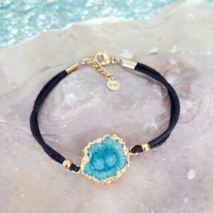 bracelet cordon quartz solaire bleu lagon