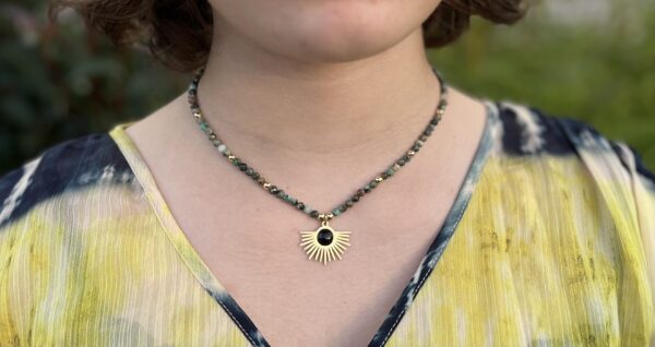 Collier "Coucher de Soleil", Onyx et Turquoise – Image 5