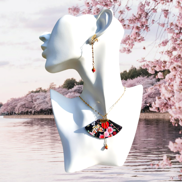 Boucles d'oreilles "Fleurs de Cerisiers", Jade – Image 3