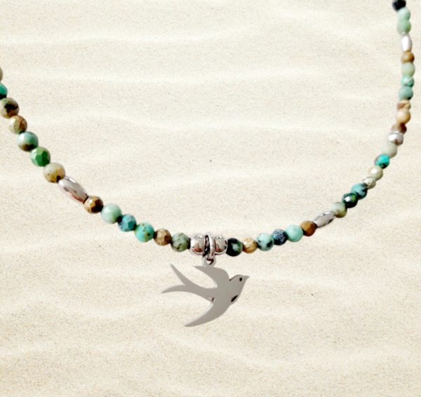 Collier "Hirondelle", Turquoise Africaine