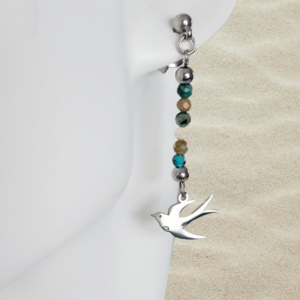 Boucles d'oreilles "Hirondelle", Turquoise Africaine